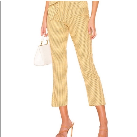Tularosa Tomasa Trouser in Marigold Yellow White Waist Belt Gingham Paperbag L - Picture 16 of 16